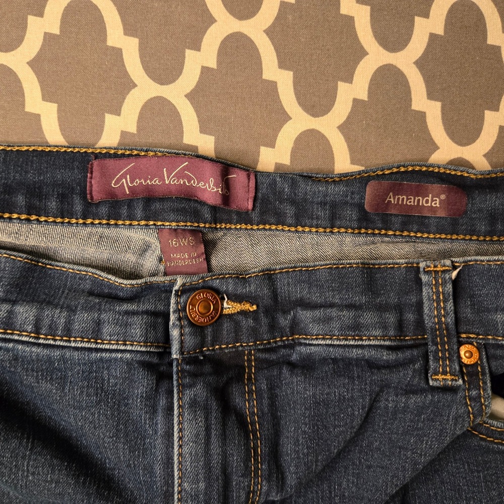 Gloria Vanderbilt Amanda Straight Leg Jeans Dark Wash Blue 16WS LGVB-2692-MDNW - Picture 3 of 6